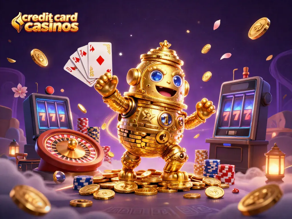 Experience thrilling gameplay at credit card casinos with vibrant golem and casino elements.