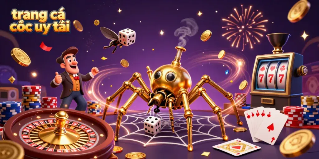 Experience thrilling moments with the golden spider web, showcasing trang cá cược uy tín with dynamic casino elements.