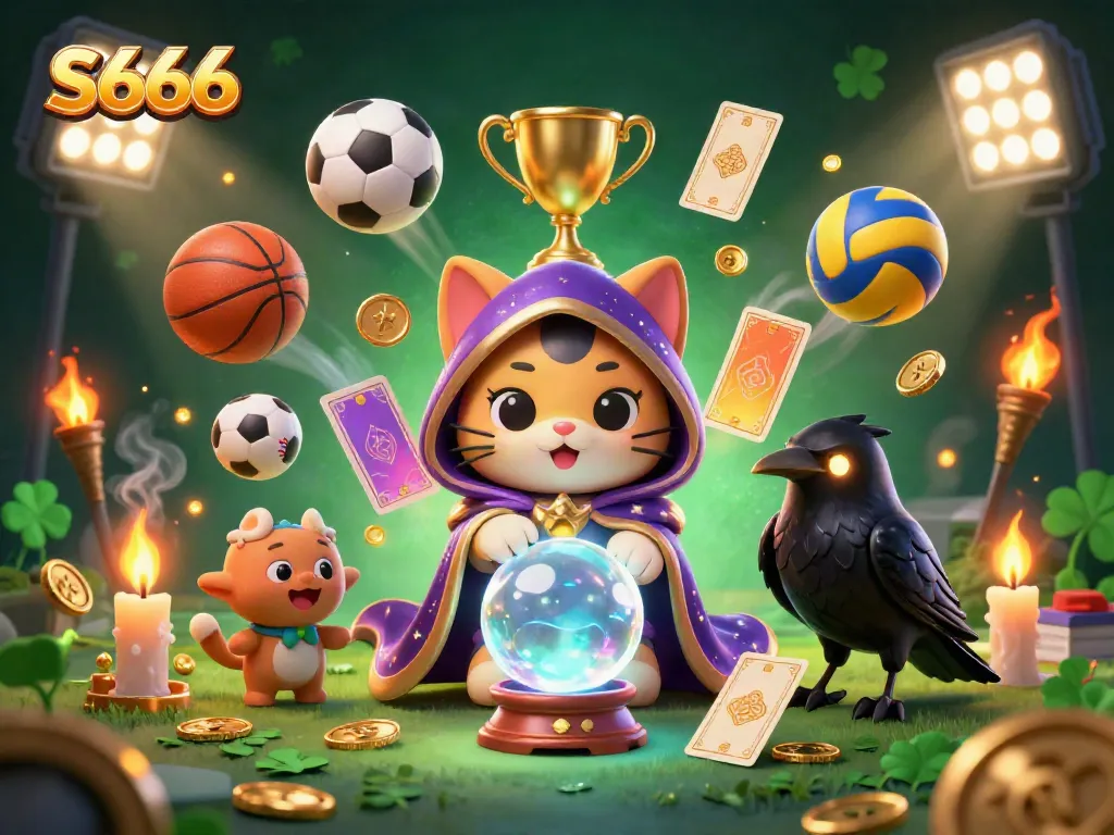 S666 captivates players with dynamic betting elements and a mystical atmosphere in this vibrant casino illustration.