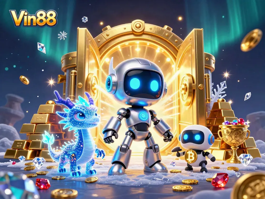 Experience the thrill of Vin88: A vibrant online casino scene with futuristic elements and dynamic gaming.