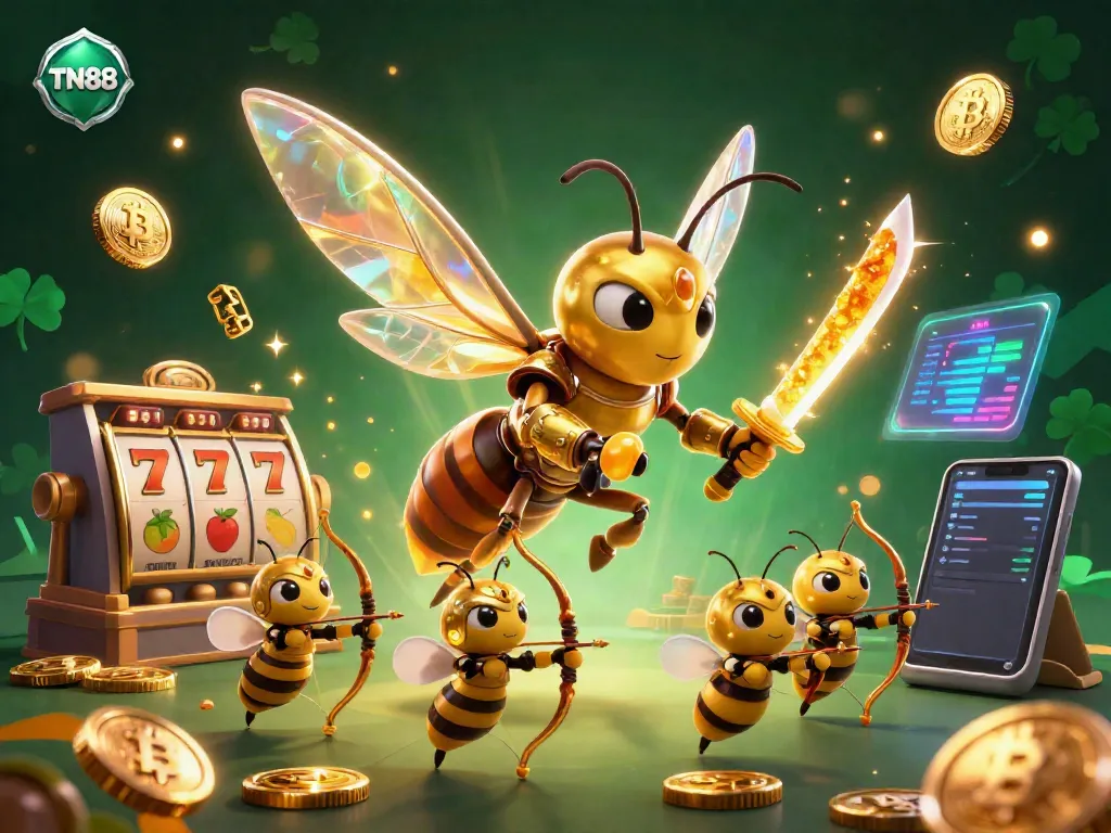 Experience the thrilling TN88 casino adventure with vibrant slot reels and dynamic crypto elements.