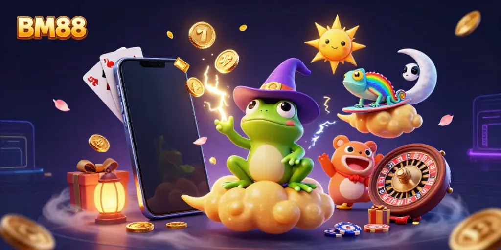 Experience the thrill of winning at BM88 with vibrant slot games and exciting characters in a magical atmosphere.