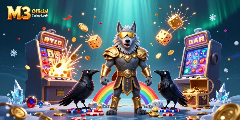 Engage with M3 Official Casino Login, showcasing exciting 3D slot features with dynamic action and vibrant colors.