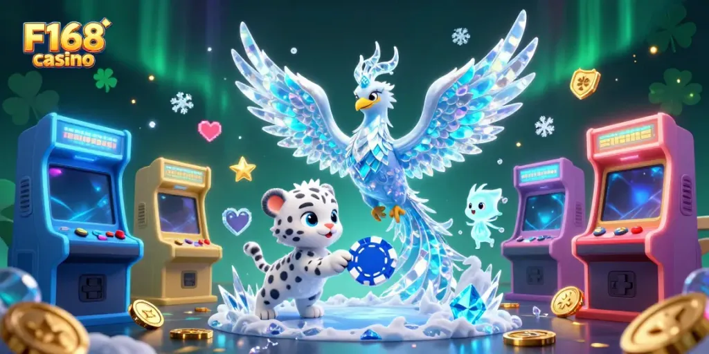 Experience the vibrant world of F168 casino with dazzling characters and colorful gaming elements.