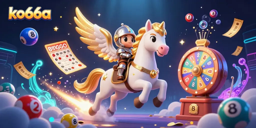 Experience the excitement of online gaming with ko66a's celestial knight on a vibrant jackpot adventure.