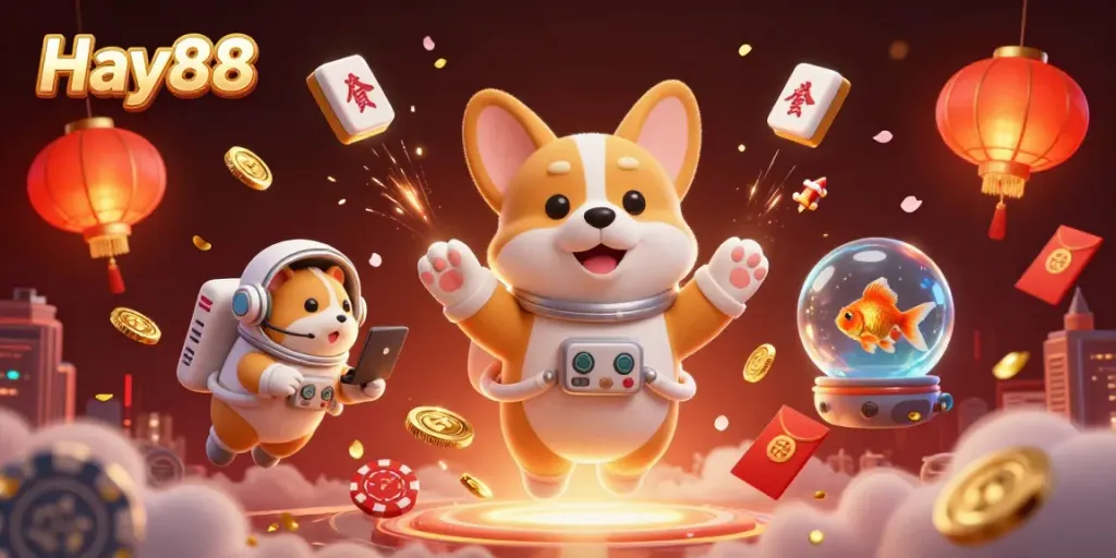 Experience top-tier gaming action at Hay88 online casino with vibrant 3D illustrations and engaging characters.