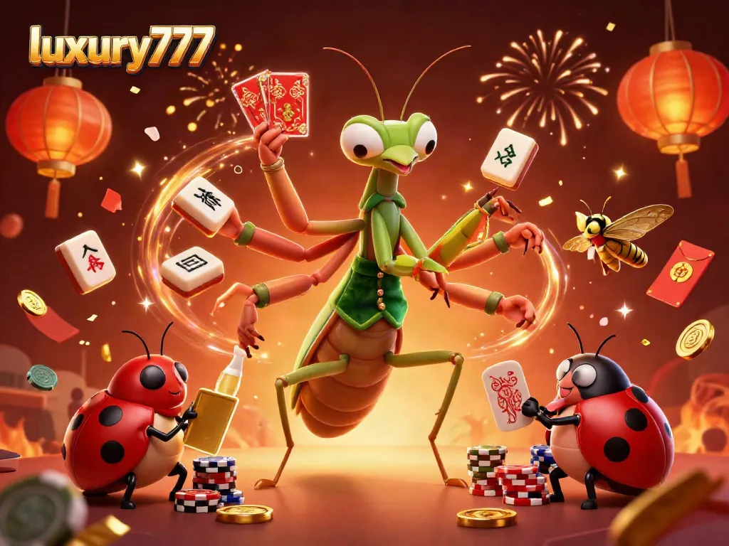 Experience the excitement of luxury777 with a vibrant casino scene featuring unique characters and casino elements.