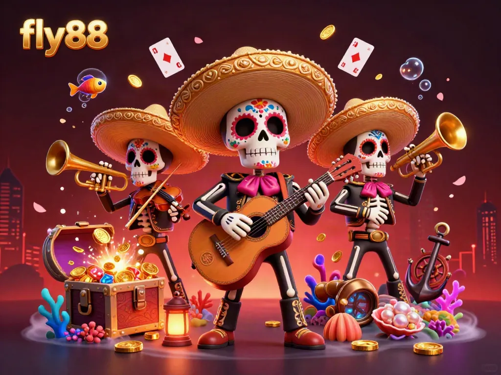 Engage with fly88's thrilling casino adventure filled with vibrant Day of the Dead characters and explosive treasures.