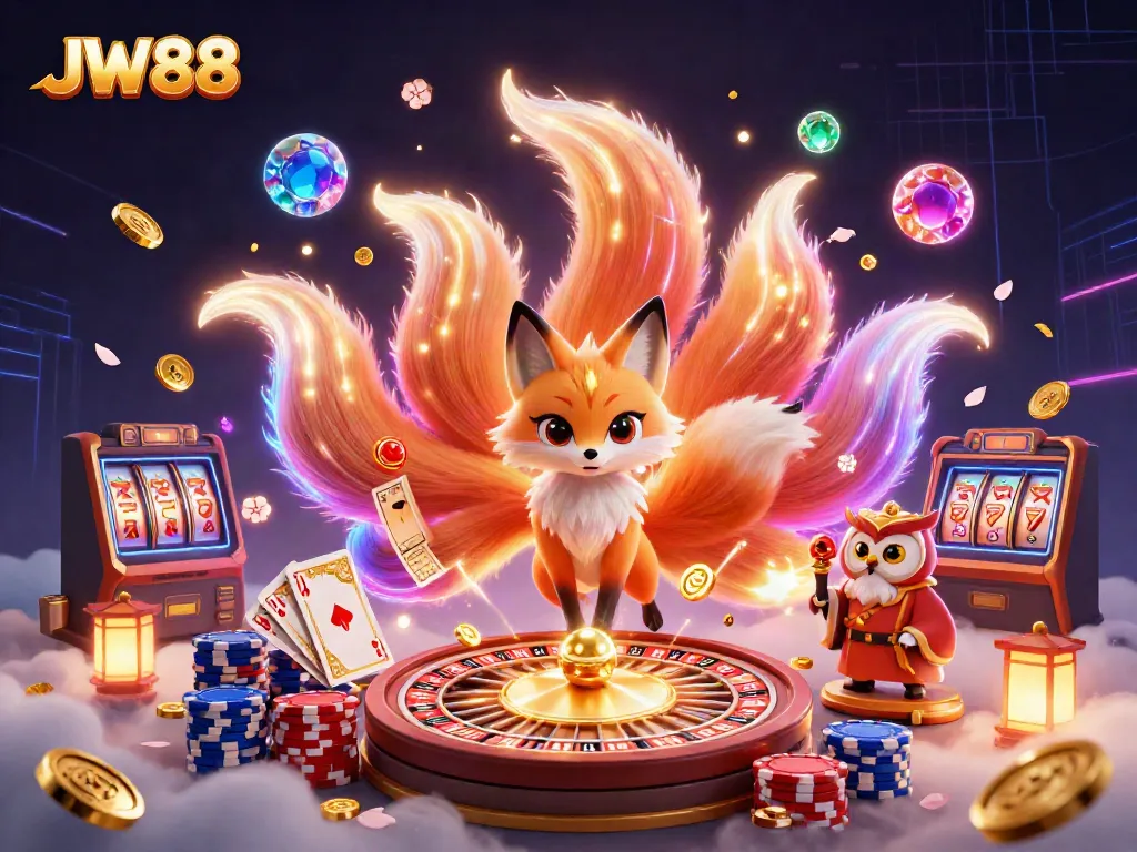 Experience JW88 vividly with vibrant spirits and dazzling casino elements in this dynamic portrayal.