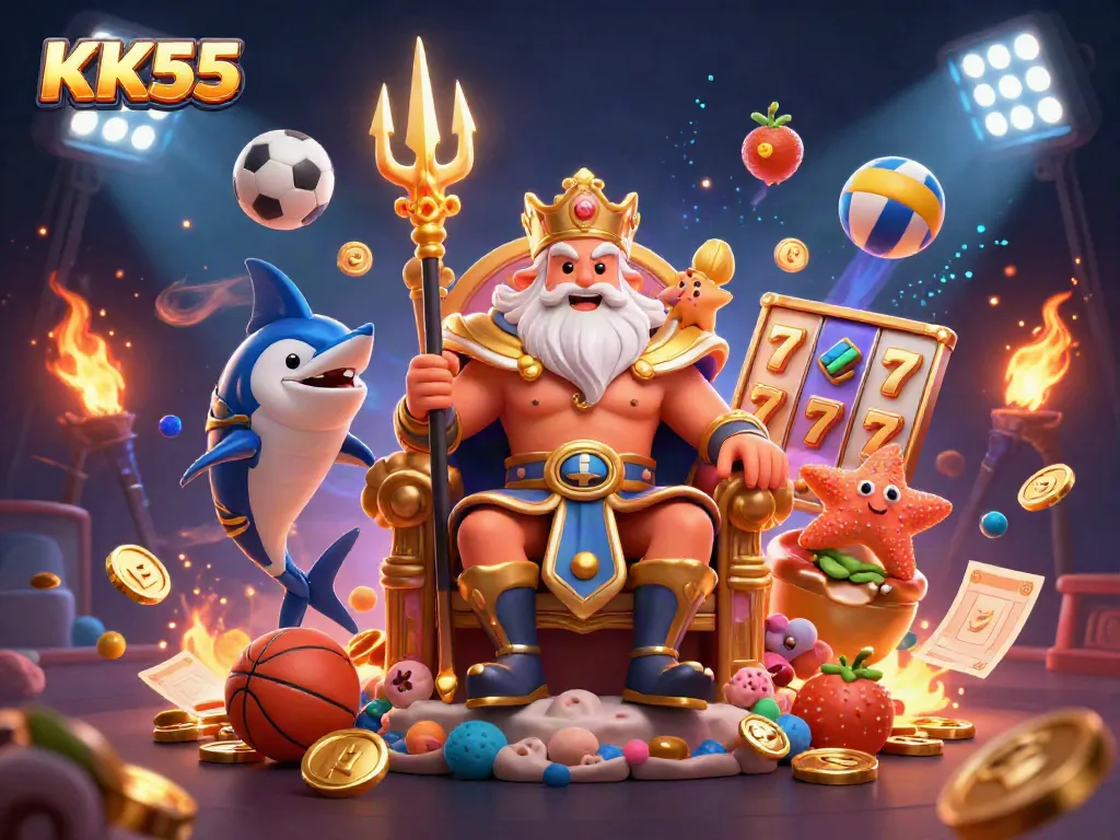 Experience the thrill of KK55 with Neptune, sports elements, and slot visuals bursting with energy.