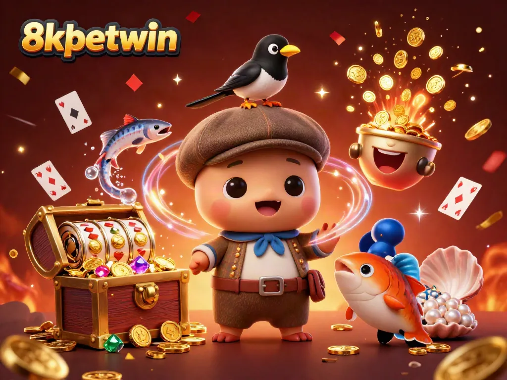 Experience the thrill of 8xbetwin with vibrant characters and dynamic casino elements in this captivating underwater scene.