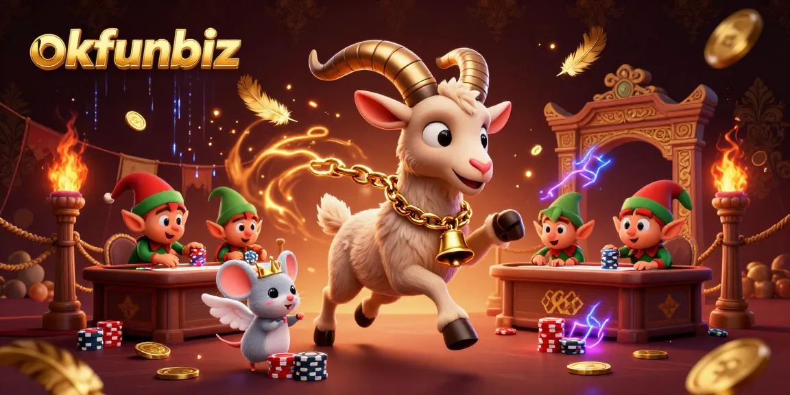Engage in the lively casino world of okfunbiz featuring a Krampus goat, angel mouse, and stealing gremlins.