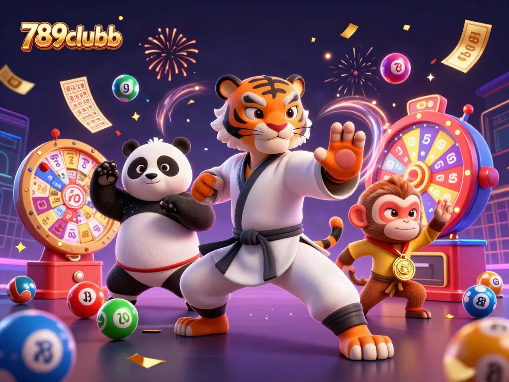 Engage with 789clubb's vibrant lottery scene featuring playful characters amidst exciting game elements.