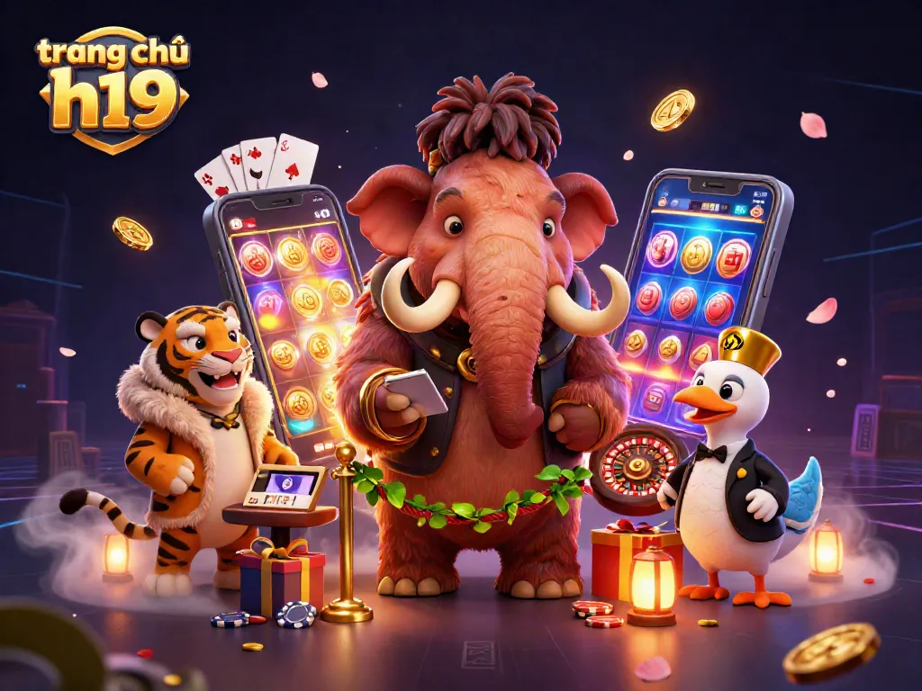 Engage with the vibrant gaming scene of trang chủ h19 featuring a mammoth bouncer, VIP saber-tooth tiger, and more.